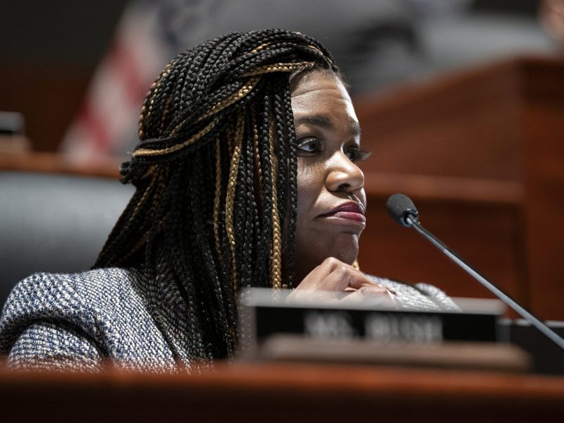 Rep. Cori Bush (D-MO) questions U.S. Attorney General Merrick Garland at a House Judiciary Committee hearing at the U.S. Capitol on October 21, 2021 in Washington, DC. (Photo by Greg Nash-Pool/Getty Images)