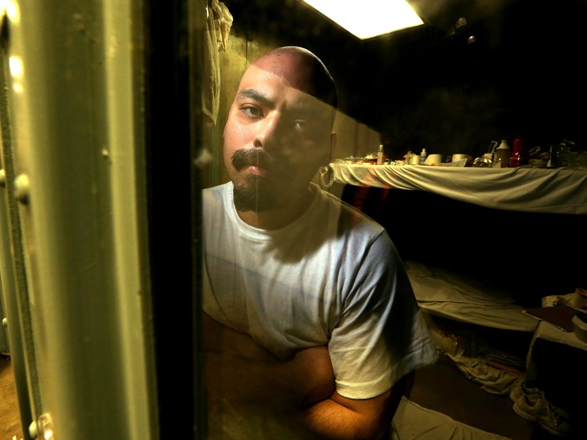 Albert Paul Fredericks Hernandez is confined in his cell at the Short-Term Restricted Housing Unit of California State Prison, Sacramento. Luis Sinco / Los Angeles Times via Getty Images