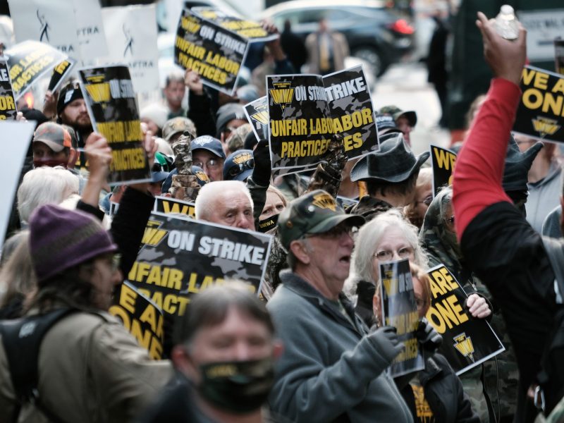 Workers Union Pickets Outside BlackRock Investors In New York City