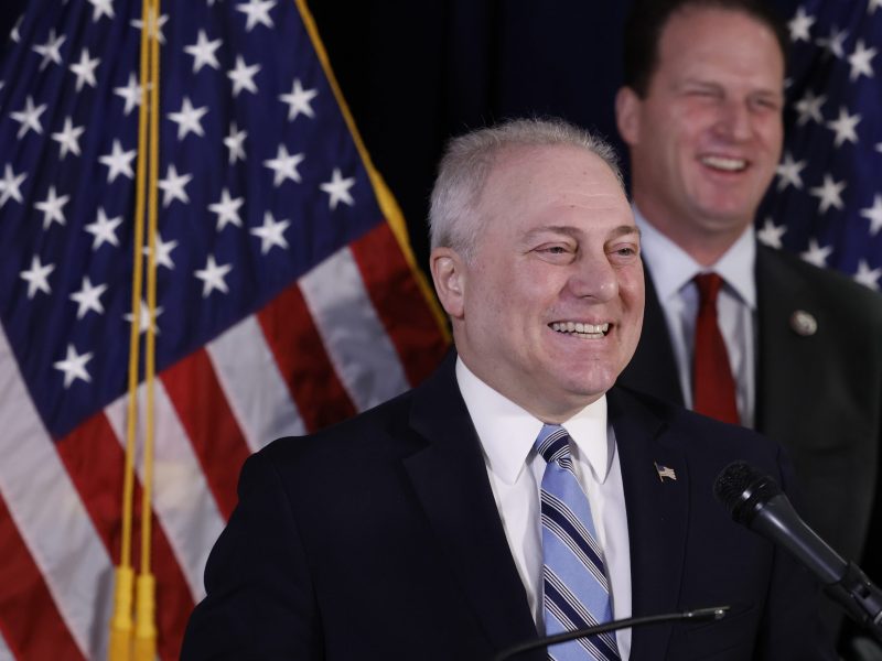 U.S. House Majority Leader Steve Scalise (R-LA) speaks at a press conference at the RNC headquarters on Capitol Hill on January 25, 2023 in Washington, DC. (Photo by Anna Moneymaker/Getty Images)