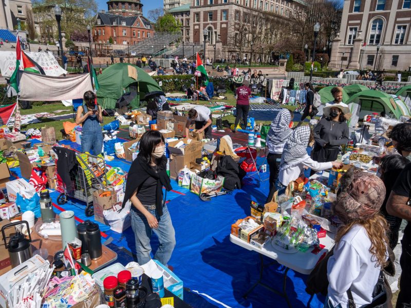 Protestors occupy an encampment in support of Palestine on the grounds of Columbia University on April 22, 2024 in New York City. Photo by David Dee Delgado/Getty Images