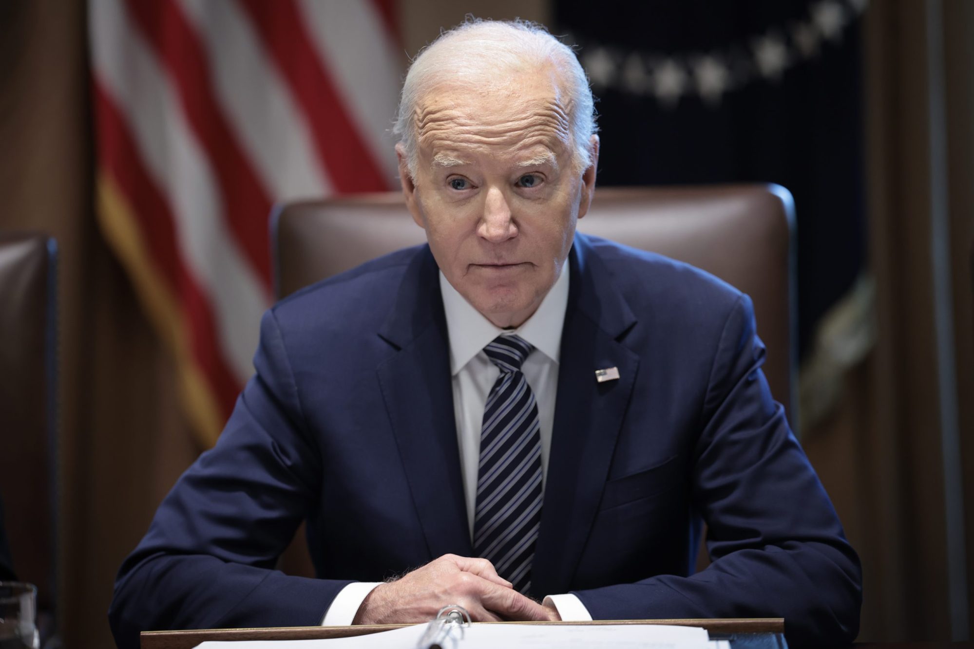 U.S. President Joe Biden delivers remarks while meeting with the Joint Chiefs and Combatant Commanders in the Cabinet Room of the White House May 15, 2024 in Washington, DC. Photo by Win McNamee/Getty Images