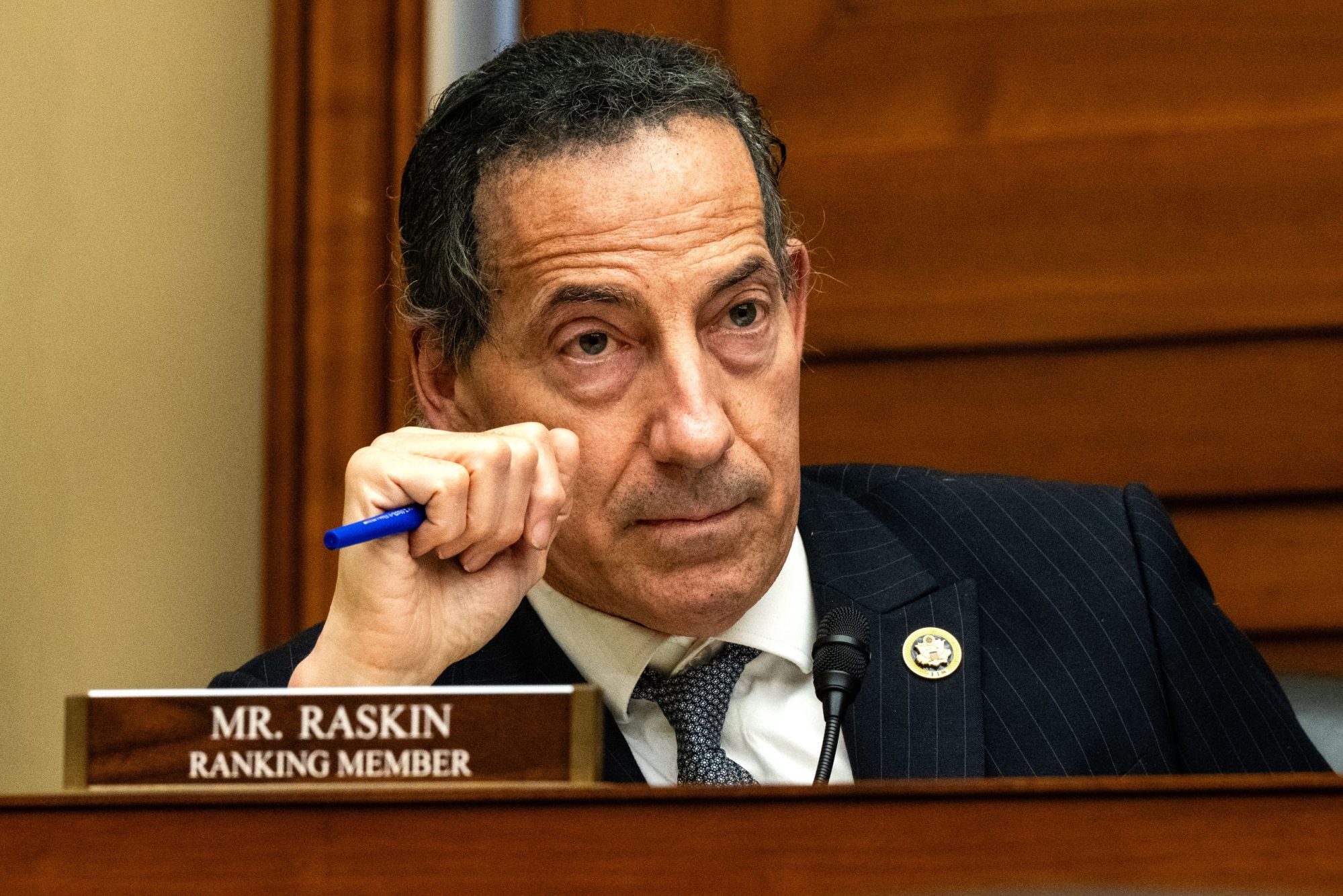 Rep. Jamie Raskin (D-MD) looks on as former New York Governor Andrew Cuiomo testifies before the Select Subcommittee on the Coronavirus Pandemic in the Rayburn House Office Building at the U.S. Capitol on September 10, 2024 in Washington, DC. Photo by Kent Nishimura/Getty Images