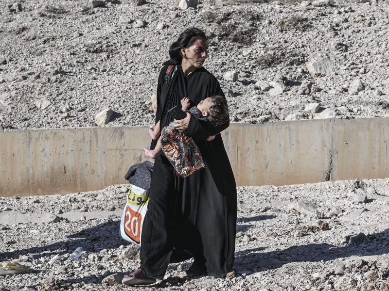 Syrians and Lebanese living in Lebanon cross to Syria side with their belongings they could take with them at Masnaa Border Crossing after the Israeli attacks in Massna, Lebanon on October 4, 2024. Photo by Murat Sengul/Anadolu via Getty Images