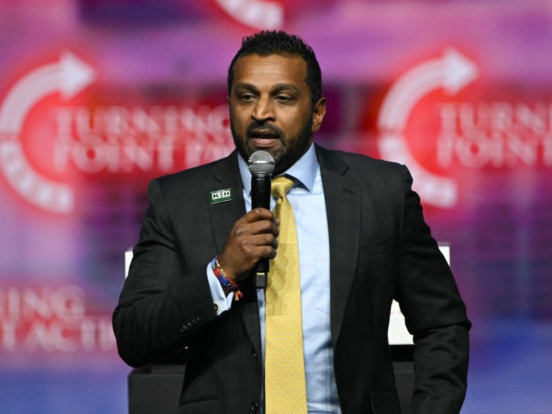 Former Chief of Staff to the United States Secretary of Defense Kash Patel speaks during a Turning Point Action 'United for Change' campaign rally for former US President and Republican presidential candidate Donald Trump in Las Vegas, Nevada, on October 24, 2024. Photo by PATRICK T. FALLON/AFP via Getty Images