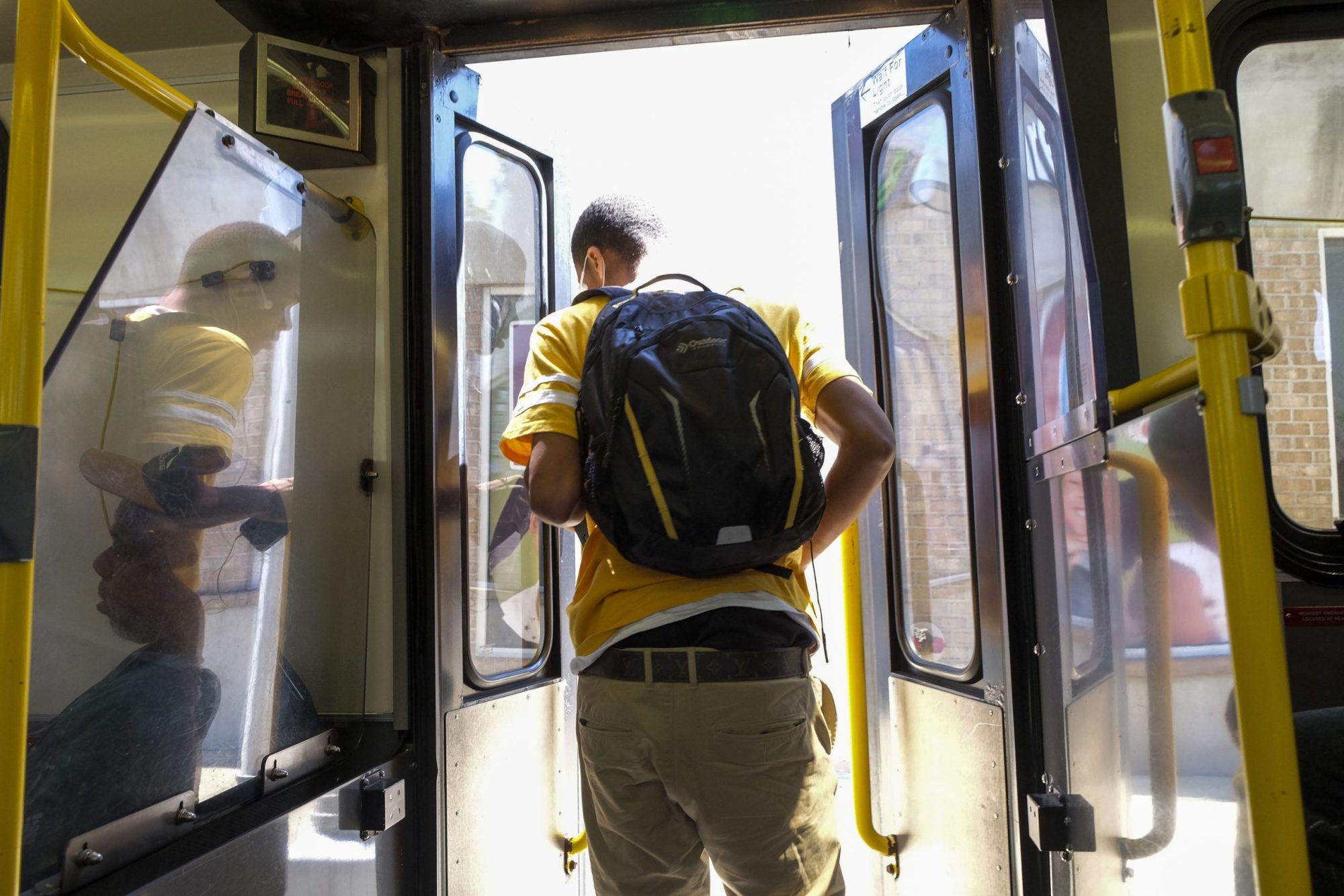 Khalil Bridges takes public transportation from his school on Friday, April 15, 2016, in Baltimore, Maryland.