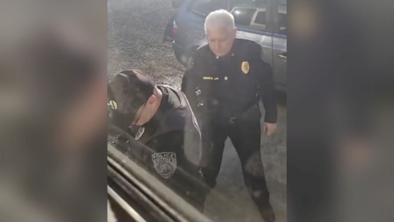 An officer with the Milton, WV Police Department conducts a raid on the camper of Coty Cecil. Photo courtesy of Coty Cecil