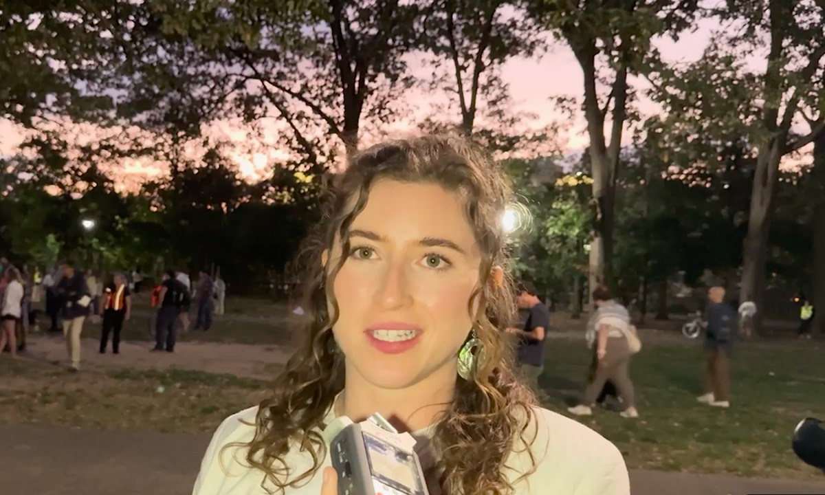 Former Biden political appointee Lily Greenberg Call speaks with The Real News on Oct 7, 2024. Frame taken from video by Jaisal Noor