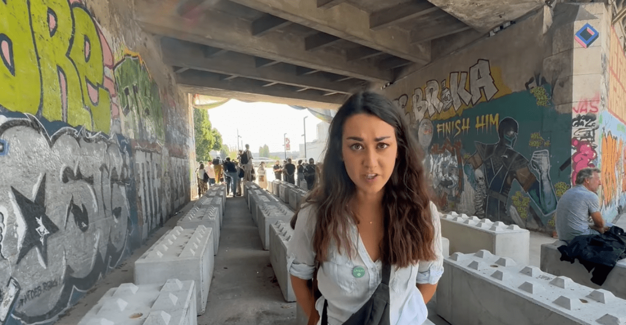 Francesca Morassut, a coordinator at the humanitarian aid organization Utopia 56, speaks with The Real News at the site of a former homeless encampment in Paris on July 25, 2024. Photo courtesy Jules Boykoff.